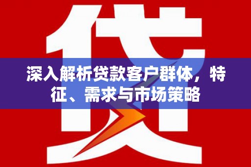 泊头深入解析贷款客户群体，特征、需求与市场策略