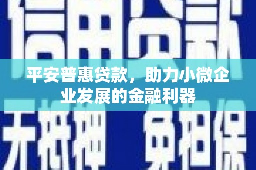 泊头平安普惠贷款，助力小微企业发展的金融利器