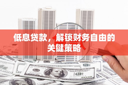 泊头低息贷款，解锁财务自由的关键策略