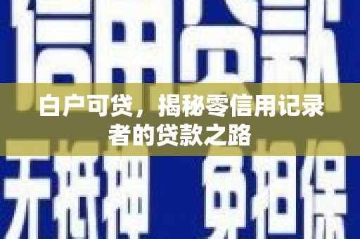 泊头白户可贷，揭秘零信用记录者的贷款之路
